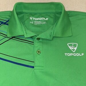 Topgolf Polo Shirt Mens Large Green Short Sleeve Graphic Performance Golf Tee